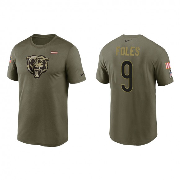 2021 Salute To Service Men's Bears Nick Foles Olive Legend Performance T-Shirt