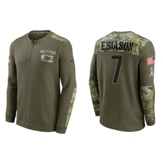2021 Salute To Service Men's Bengals Boomer Esiason Olive Henley Long Sleeve Thermal Top