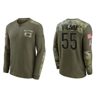 2021 Salute To Service Men's Bengals Logan Wilson Olive Henley Long Sleeve Thermal Top