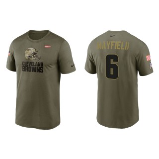 2021 Salute To Service Men's Browns Baker Mayfield Olive Legend Performance T-Shirt