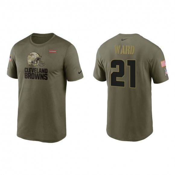 2021 Salute To Service Men's Browns Denzel Ward Olive Legend Performance T-Shirt