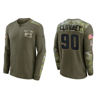 2021 Salute To Service Men's Browns Jadeveon Clowney Olive Henley Long Sleeve Thermal Top
