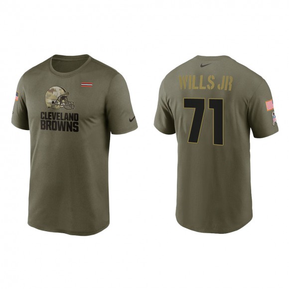 2021 Salute To Service Men's Browns Jedrick Wills Olive Legend Performance T-Shirt