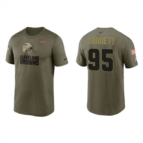 2021 Salute To Service Men's Browns Myles Garrett Olive Legend Performance T-Shirt