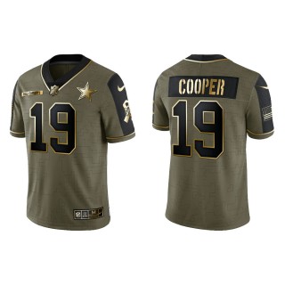 2021 Salute To Service Men's Cowboys Amari Cooper Olive Gold Limited Jersey