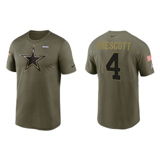 2021 Salute To Service Men's Cowboys Dak Prescott Olive Legend Performance T-Shirt