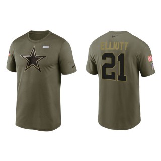 2021 Salute To Service Men's Cowboys Ezekiel Elliott Olive Legend Performance T-Shirt