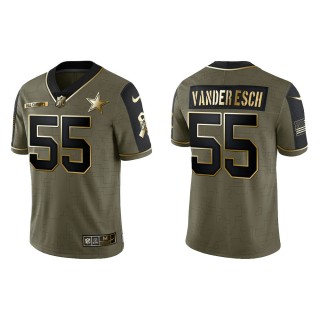 2021 Salute To Service Men's Cowboys Leighton Vander Esch Olive Gold Limited Jersey