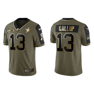 2021 Salute To Service Men's Cowboys Michael Gallup Olive Gold Limited Jersey