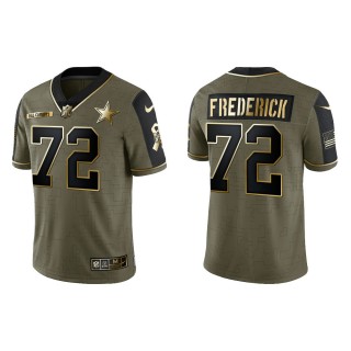2021 Salute To Service Men's Cowboys Travis Frederick Olive Gold Limited Jersey