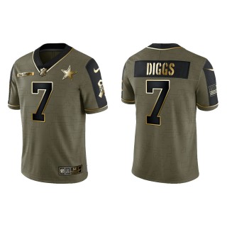 2021 Salute To Service Men's Cowboys Trevon Diggs Olive Gold Limited Jersey