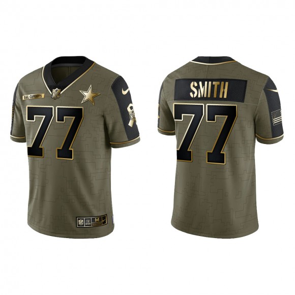 2021 Salute To Service Men's Cowboys Tyron Smith Olive Gold Limited Jersey
