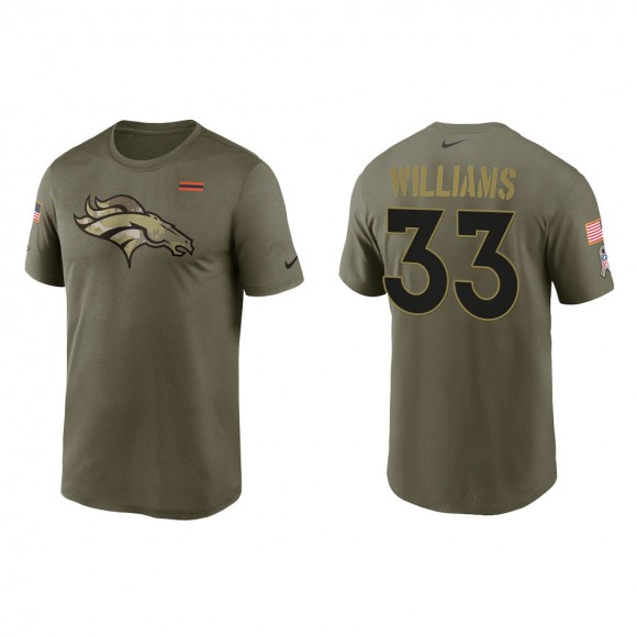 2021 Salute To Service Men's Broncos Javonte Williams Olive Legend Performance T-Shirt