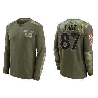 2021 Salute To Service Men's Broncos Noah Fant Olive Henley Long Sleeve Thermal Top