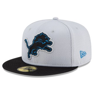 Detroit Lions Gray Black 2021 NFL Sideline Road 59FIFTY Hat