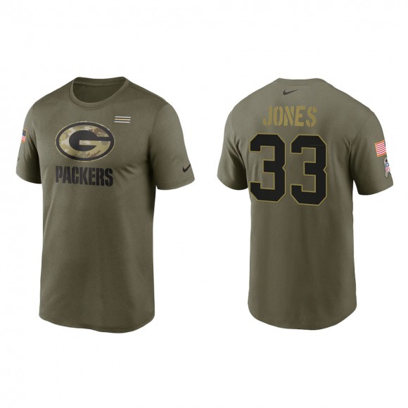 2021 Salute To Service Men's Packers Aaron Jones Olive Legend Performance T-Shirt