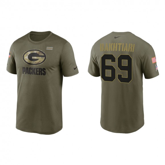 2021 Salute To Service Men's Packers David Bakhtiari Olive Legend Performance T-Shirt