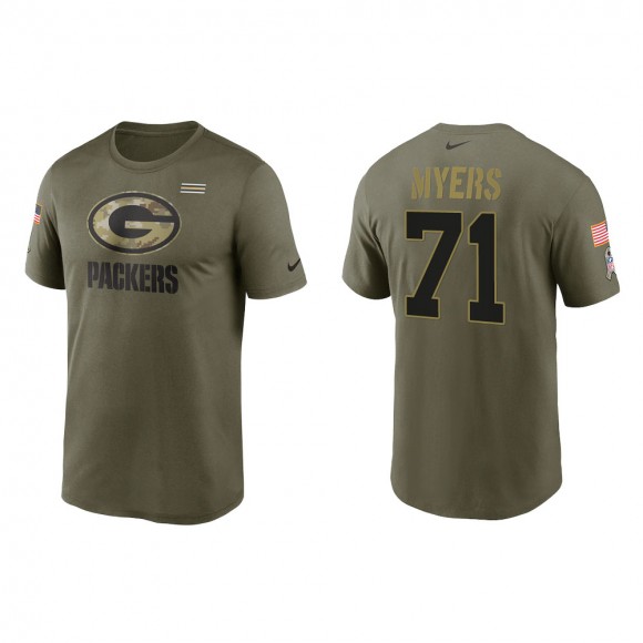 2021 Salute To Service Men's Packers Josh Myers Olive Legend Performance T-Shirt