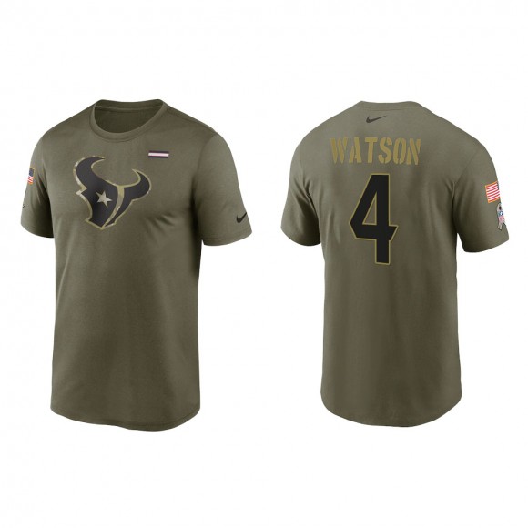 2021 Salute To Service Men's Texans Deshaun Watson Olive Legend Performance T-Shirt