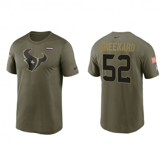 2021 Salute To Service Men's Texans Jonathan Greenard Olive Legend Performance T-Shirt