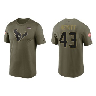 2021 Salute To Service Men's Texans Neville Hewitt Olive Legend Performance T-Shirt