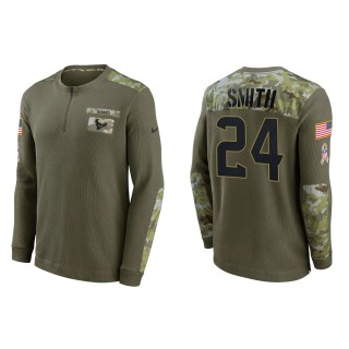 2021 Salute To Service Men's Texans Tremon Smith Olive Henley Long Sleeve Thermal Top
