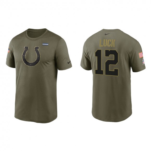 2021 Salute To Service Men's Colts Andrew Luck Olive Legend Performance T-Shirt