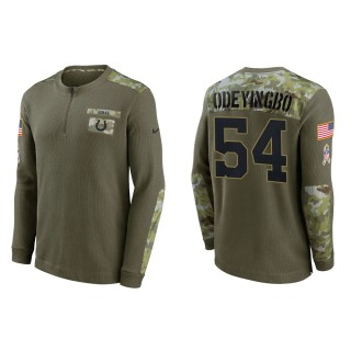 2021 Salute To Service Men's Colts Dayo Odeyingbo Olive Henley Long Sleeve Thermal Top