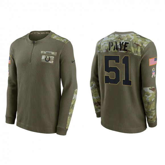 2021 Salute To Service Men's Colts Kwity Paye Olive Henley Long Sleeve Thermal Top