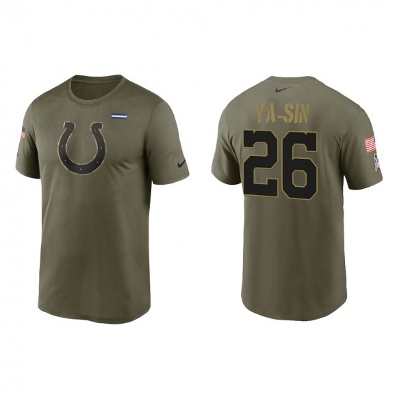 2021 Salute To Service Men's Colts Rock Ya-Sin Olive Legend Performance T-Shirt