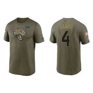 2021 Salute To Service Men's Jaguars Josh Lambo Olive Legend Performance T-Shirt