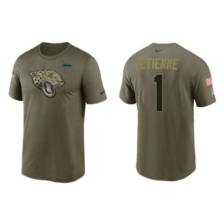 2021 Salute To Service Men's Jaguars Travis Etienne Olive Legend Performance T-Shirt