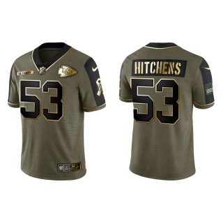 2021 Salute To Service Men's Chiefs Anthony Hitchens Olive Gold Limited Jersey