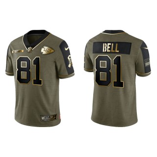 2021 Salute To Service Men's Chiefs Blake Bell Olive Gold Limited Jersey