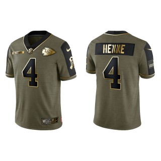 2021 Salute To Service Men's Chiefs Chad Henne Olive Gold Limited Jersey