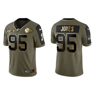 2021 Salute To Service Men's Chiefs Chris Jones Olive Gold Limited Jersey