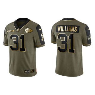 2021 Salute To Service Men's Chiefs Darrel Williams Olive Gold Limited Jersey