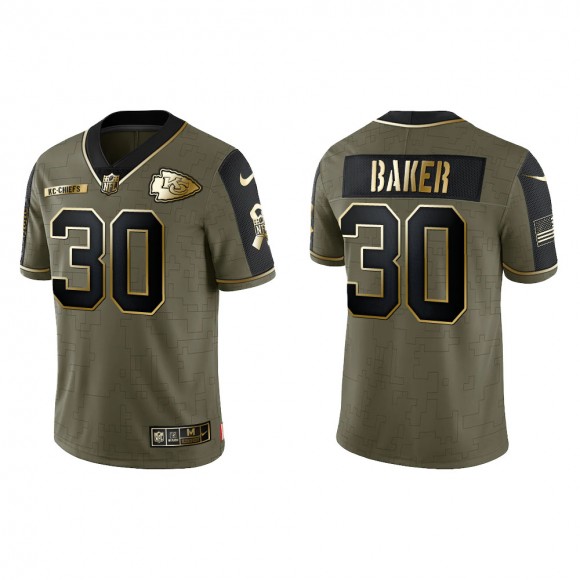 2021 Salute To Service Men's Chiefs Deandre Baker Olive Gold Limited Jersey