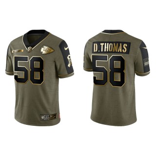 2021 Salute To Service Men's Chiefs Derrick Thomas Olive Gold Limited Jersey