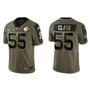 2021 Salute To Service Men's Chiefs Frank Clark Olive Gold Limited Jersey