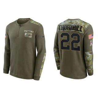 2021 Salute To Service Men's Chiefs Juan Thornhill Olive Henley Long Sleeve Thermal Top