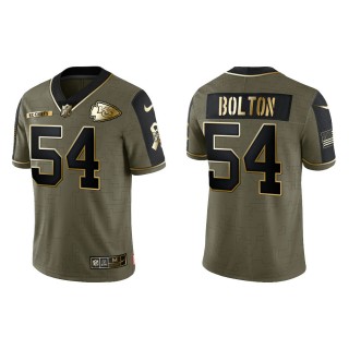 2021 Salute To Service Men's Chiefs Nick Bolton Olive Gold Limited Jersey