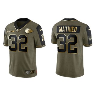 2021 Salute To Service Men's Chiefs Tyrann Mathieu Olive Gold Limited Jersey