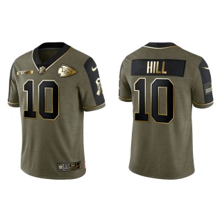 2021 Salute To Service Men's Chiefs Tyreek Hill Olive Gold Limited Jersey