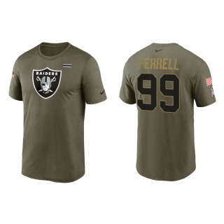 2021 Salute To Service Men's Raiders Clelin Ferrell Olive Legend Performance T-Shirt