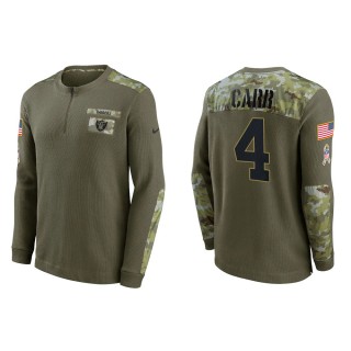 2021 Salute To Service Men's Raiders Derek Carr Olive Henley Long Sleeve Thermal Top