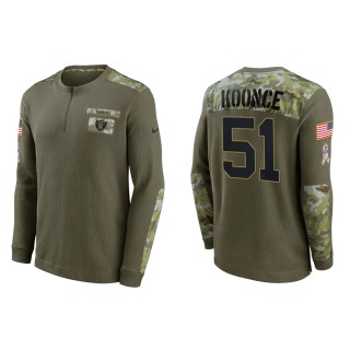2021 Salute To Service Men's Raiders Malcolm Koonce Olive Henley Long Sleeve Thermal Top