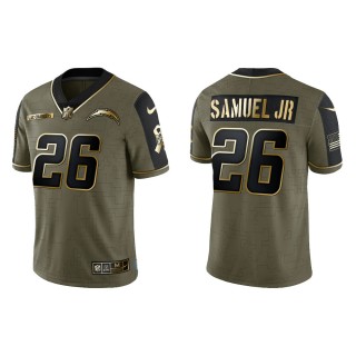 2021 Salute To Service Men's Chargers Asante Samuel Jr. Olive Gold Limited Jersey