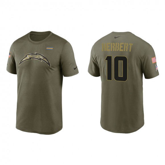 2021 Salute To Service Men's Chargers Justin Herbert Olive Legend Performance T-Shirt