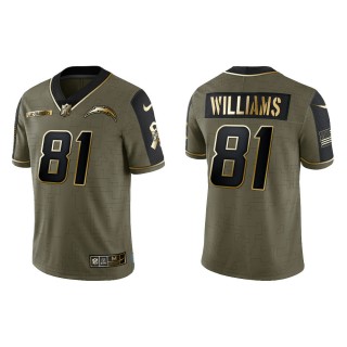 2021 Salute To Service Men's Chargers Mike Williams Olive Gold Limited Jersey